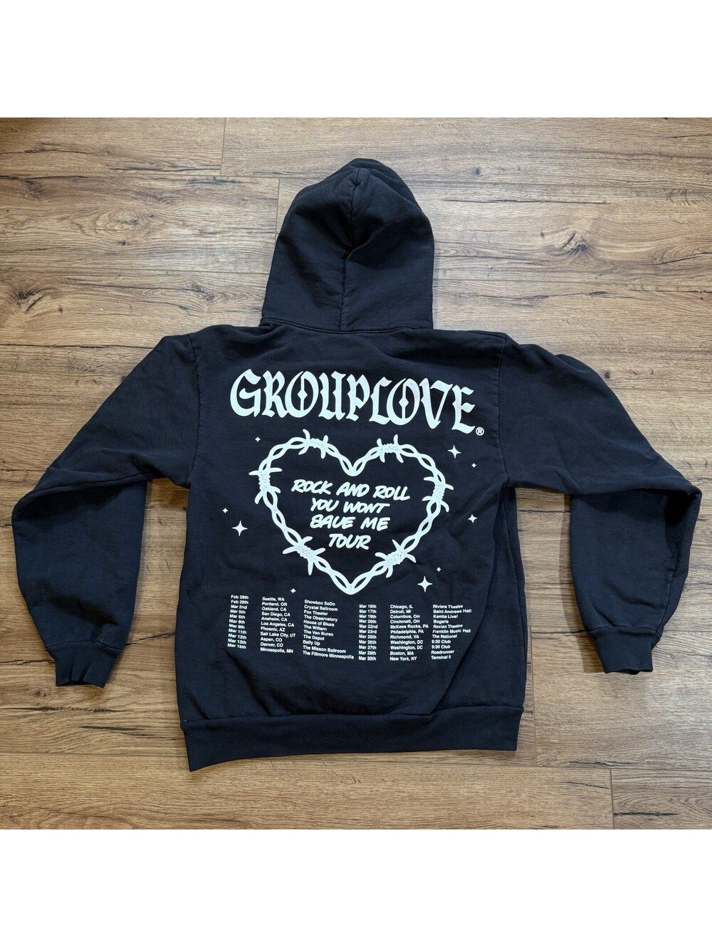 Grouplove 2024 Tour Hoodie Black Small Band Pullover Rock & Roll Won’t Save Me